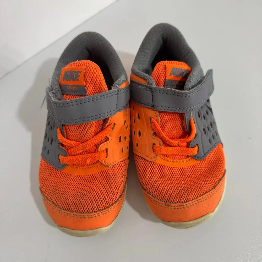 Nike Toddler Lunar Stelos Sneakers Orange Gray Mesh Size 7C